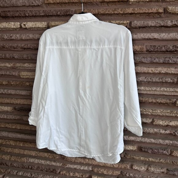 Pulp White Casual 3/4 Sleeves Tencel Button Front  Shirt Size M - Picture 2 of 7